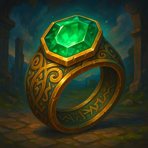Illustration de Anneau magique orné d'une émeraude - Anneau