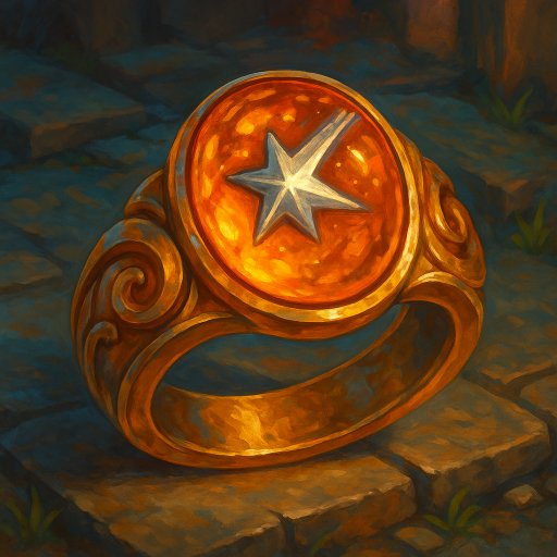 Illustration de Bague d'ambre contenant une étoile filante - Anneau