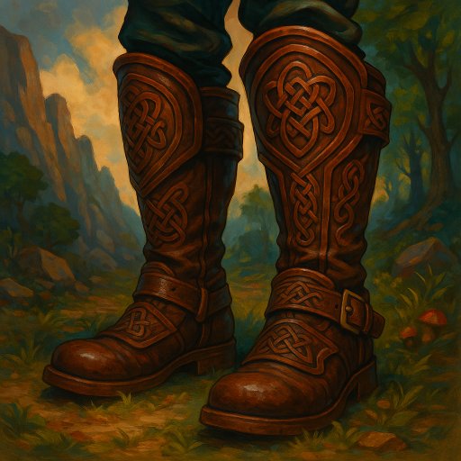 Illustration de Bottes en cuir ornées de motifs celtiques - Chaussures