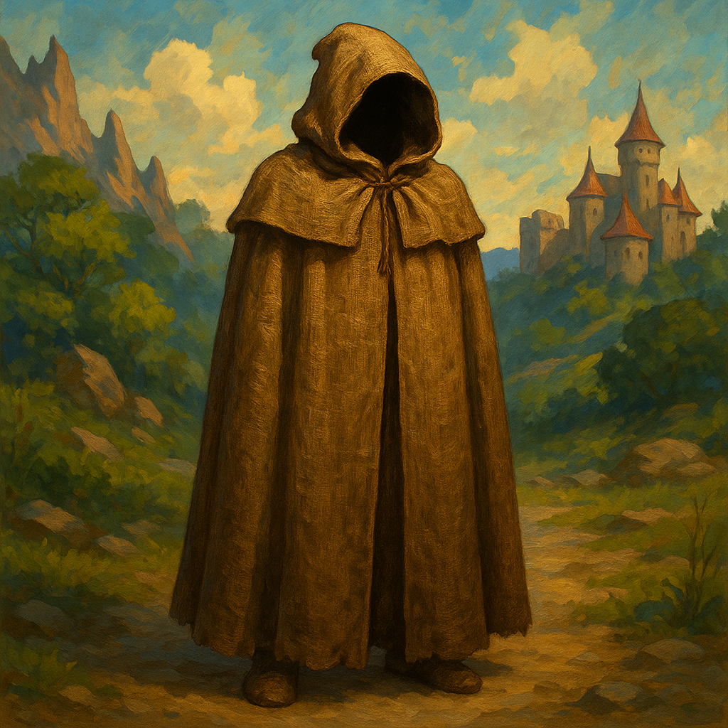 Illustration de cape à capuche en toile de jute - Cape