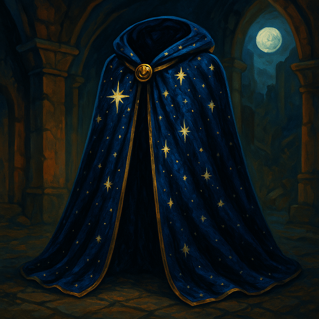 Illustration de Cape en velours bleu nuit étoilée - Cape