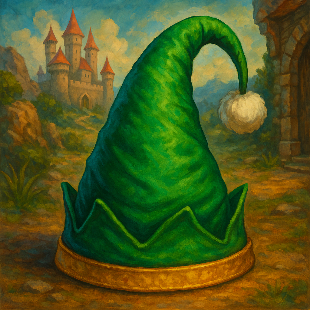 Illustration de chapeau pointu vert de lutin - Chapeau