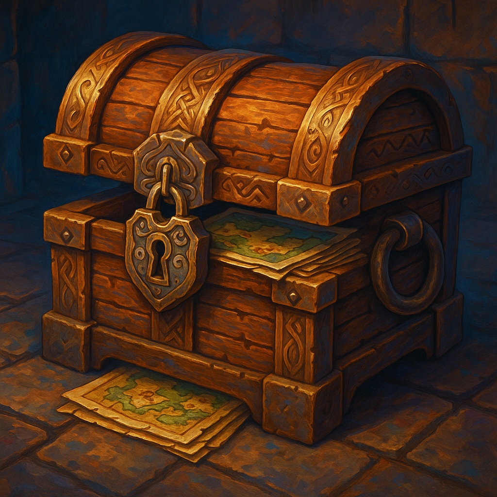 Illustration de Le coffre aux cartes - Coffre