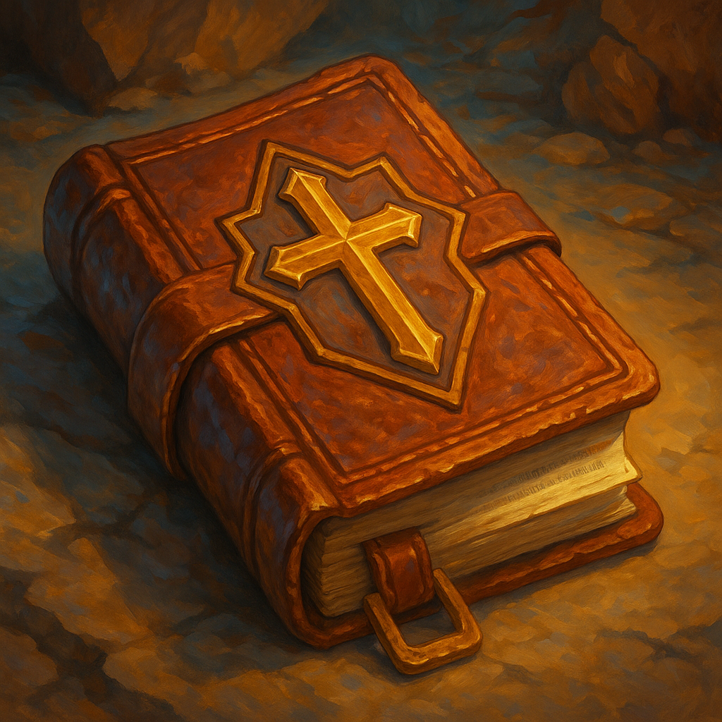 Illustration de Livre de prières en cuir relié - Livre