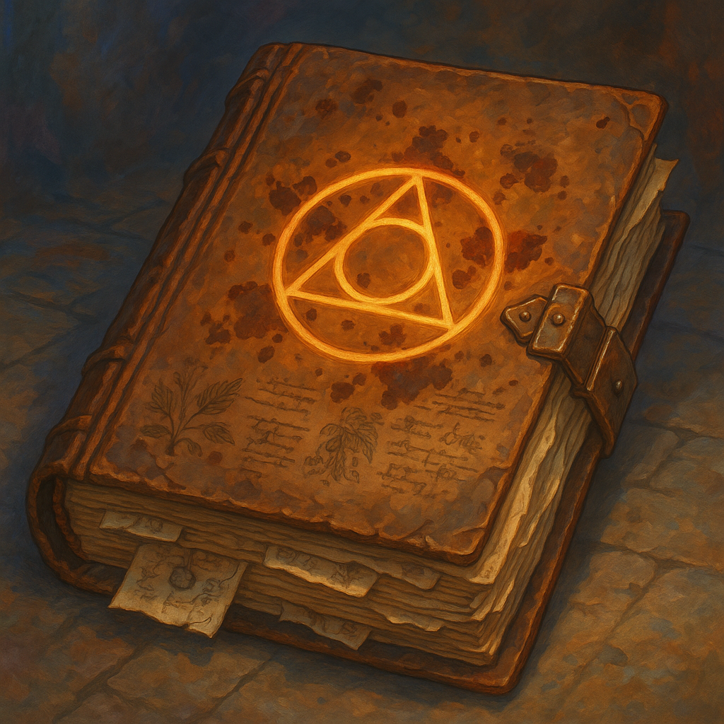 Illustration de Livre d'Alchimie Ancien et Usé - Livre