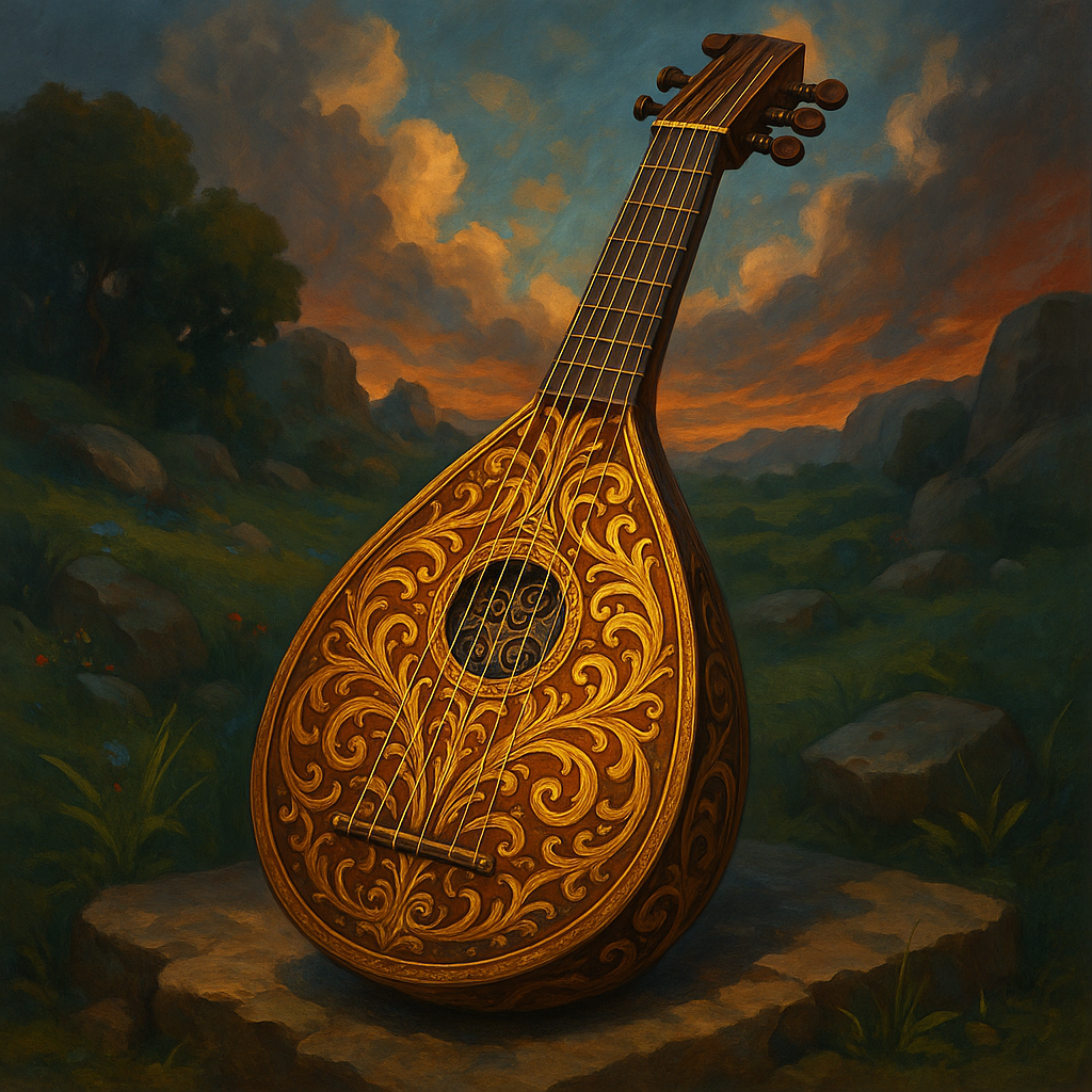 Illustration de Luth orné de motifs dorés - Luth