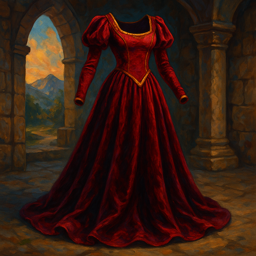 Illustration de Robe longue de velours bordeaux - Robe